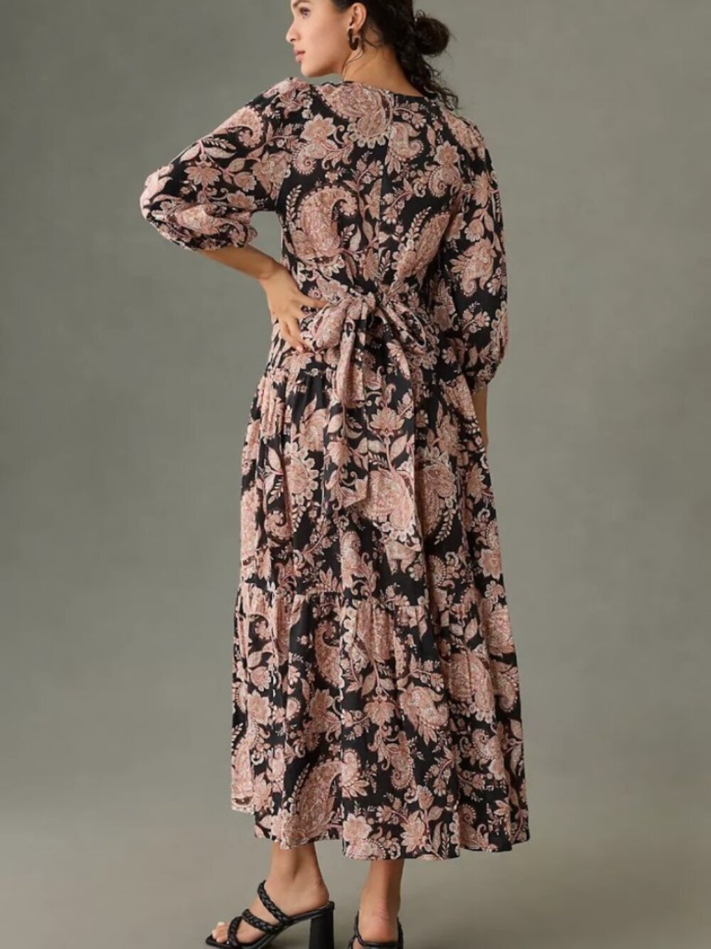 Anthropologie Kivari Floral Paisley Puff Sleeve Maxi Dress Size M - Picture 2 of 9